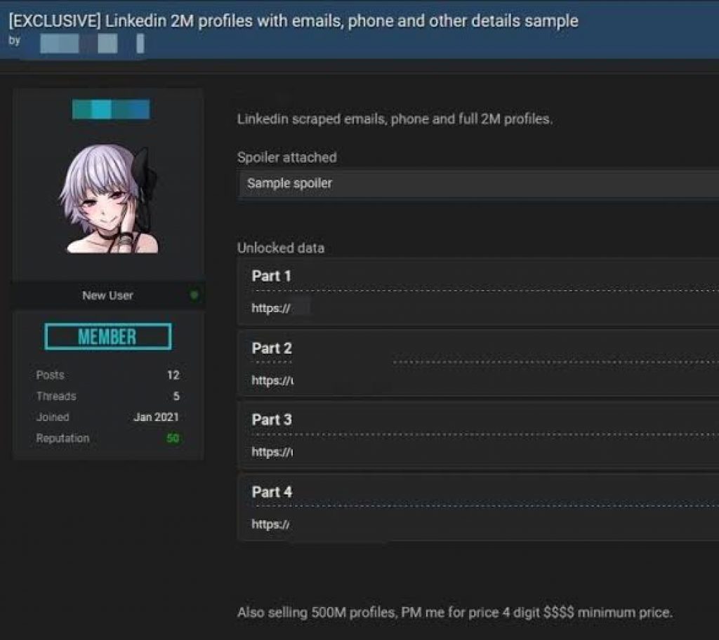 LinkedIn leak